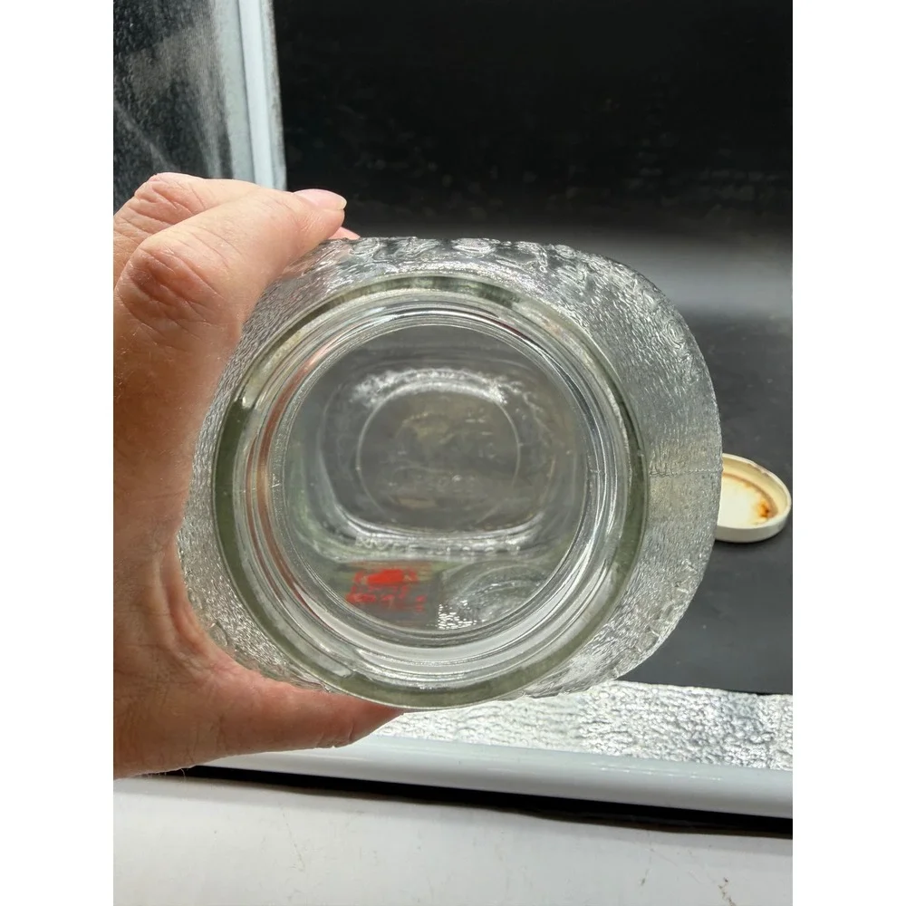 Vintage Safeway Orange Juice Glass Bottle 64 oz Two Quart Stippled Glass Lid